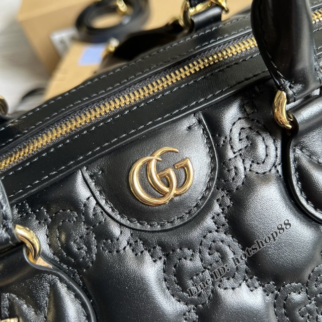 Gucci官網新款壓花G全皮肩背女包 古馳GG絎縫皮革手提包702242 gqy4633